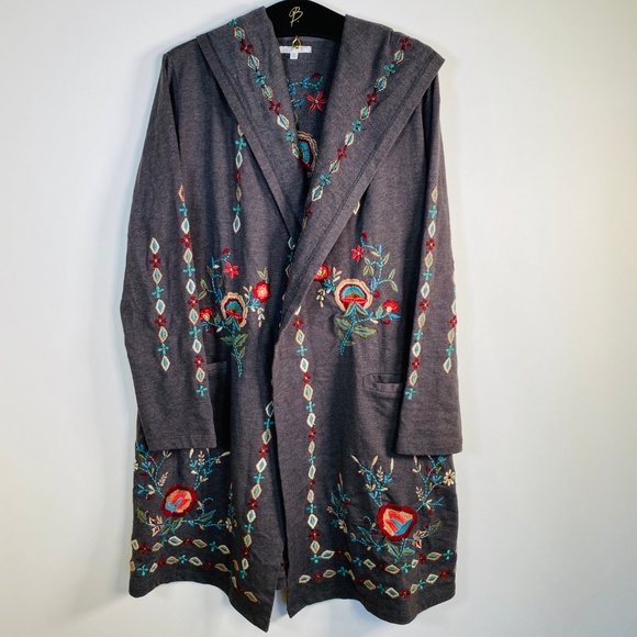 embroidered duster jacket